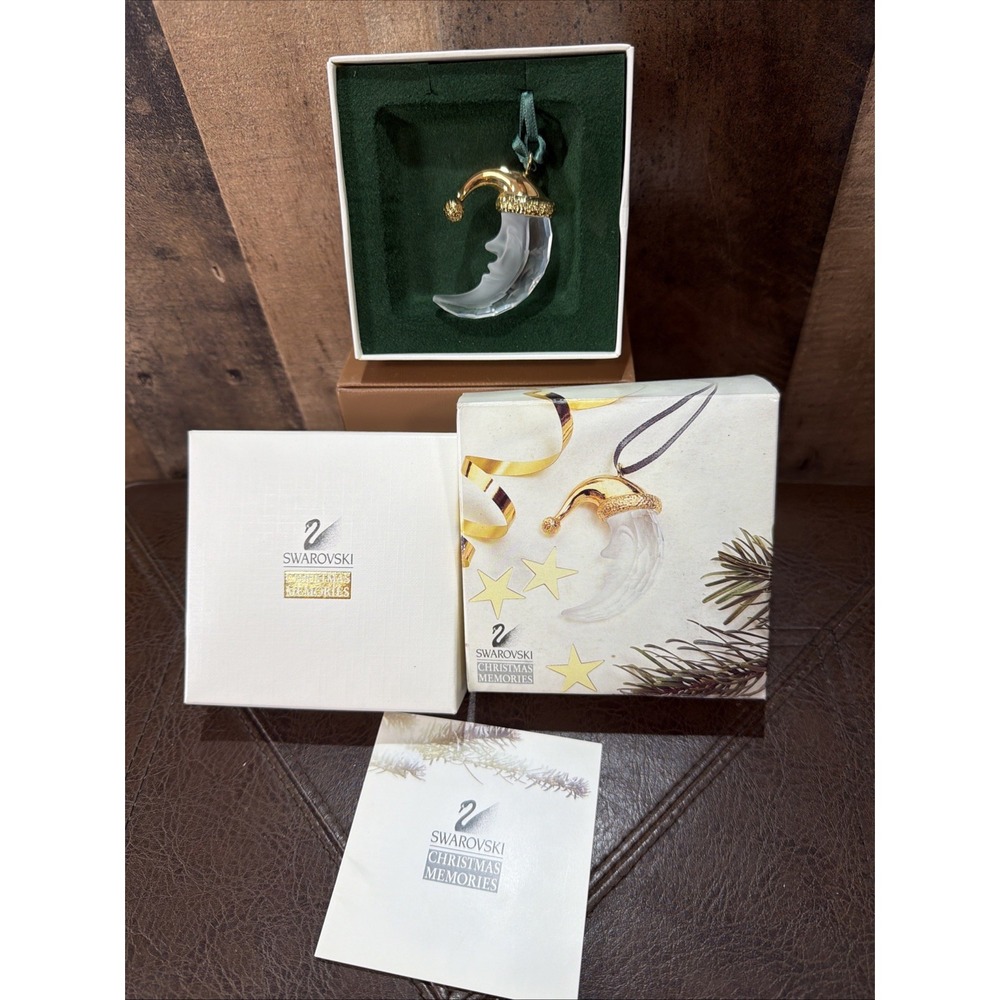 Swarovski Crystal Memories Moon Christmas Ornament Retired 203077 Vintage 1996
